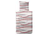 Bettwäsche PRIMERA "Biber-Bettwäsche Whips", grau, rot, B/L: 135cm x 200cm, 1 Stk., 1 Stk., Biber, B/L: 80cm x 80cm, 2 Stk., Biber, Obermaterial: 100% Baumwolle, Bettwäsche, Bettwäsche, mit modernen Linien