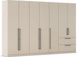 Kleiderschrank RAUCH "Drehtürenschrank Schrank Garderobe Wäscheschrank Schlafzimmer AVOLA", beige (beige (champagner)), B:315cm H:229cm T:54cm, Holzwerkstoff, Schränke, Kleiderschrank, mit hochwertigen Stangengriffen aus Metall in Schwarz MADE IN GERMANY