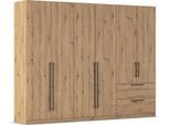 Kleiderschrank RAUCH "Drehtürenschrank Schrank Garderobe Wäscheschrank Schlafzimmer AVOLA", braun (eiche artisan), B:271cm H:210cm T:54cm, Holzwerkstoff, Schränke, Kleiderschrank, mit hochwertigen Stangengriffen aus Metall in Schwarz MADE IN GERMANY