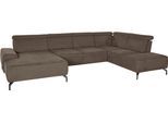 Wohnlandschaft SIT & MORE "Gizeh U-Form", braun (chocco), B:340cm T:230cm, Sofas, Wohnlandschaft, 15 cm Fußhöhe, inklusive Sitztiefenverstellung und Kopfteilverstellung