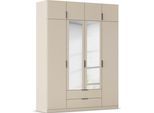 Kleiderschrank RAUCH "Drehtürenschrank Schrank Garderobe Ankleide Schlafzimmer LAGOA", beige (champagner), B:181cm H:235cm T:54cm, Holzwerkstoff, Schränke, Kleiderschrank, geräumige Schubladen, 3 Breiten, optional mit Aufsatz MADE IN GERMANY