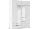 Kleiderschrank RAUCH "Drehtürenschrank Schrank Garderobe Ankleide Schlafzimmer LAGOA", weiß (alpinweiß), B:181cm H:235cm T:54cm, Holzwerkstoff, Schränke, Kleiderschrank, geräumige Schubladen, 3 Breiten, optional mit Aufsatz MADE IN GERMANY
