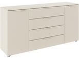 Kommode "Kommode Sideboard Schubladenkommode SERINA eleganter Eyecatcher", beige, beige mattglas (champagner), B:160cm H:81cm T:42cm, Holzwerkstoff, LEGER HOME BY LENA GERCKE, Sideboards, Kommode, mit 4 Schubkästen und 2 Türen sowie Metallgriffen MADE IN GERMANY