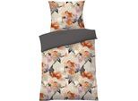 Wendebettwäsche DYCKHOFF "Bloomsbury", bunt, B/L: 135cm x 200cm, 1 Stk., 1 Stk., Satin, B/L: 80cm x 80cm, 2 Stk., Satin, Obermaterial: 100% Baumwolle, Bettwäsche, Wendebettwäsche