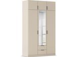 Kleiderschrank RAUCH "Drehtürenschrank Schrank Garderobe Ankleide Schlafzimmer LAGOA", beige (champagner), B:136cm H:235cm T:54cm, Holzwerkstoff, Schränke, Kleiderschrank, geräumige Schubladen, 3 Breiten, optional mit Aufsatz MADE IN GERMANY