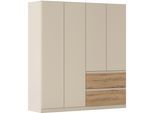 Drehtürenschrank RAUCH "Kleiderschrank Schrank Garderobe Wäscheschrank Schlafzimmer JOEL", beige (beige (champagner), eiche artisan), B:181cm H:197cm T:54cm, Holzwerkstoff, Schränke, Drehtürenschrank, mit zwei Schubladen, mit Push-to-Open Funktion MADE IN GERMANY