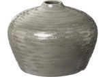 Tischvase CREATIV DECO "HUMILIS", grau, H:20cm Ø:27cm, Keramik, Vasen, Tischvase, aus Keramik, mit Streifenmuster