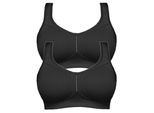 Bügelloser BH SUSA "2er Pack Entlastungs BH Cremona", Damen, Gr. 95, Cup i, schwarz (schwarz schwarz), Obermaterial: 76% Polyamid PA. 24% Elasthan EL., BHs