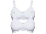 Entlastungs-BH SUSA "2er Pack Entlastungs BH ohne Bügel Basics", Damen, Gr. 80, Cup D, weiß (weiß weiß), Stoff, Obermaterial: 97% Baumwolle CO. 3% Elasthan EL., BHs Entlastungs-BH