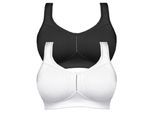 Bügelloser BH SUSA "2er Pack Entlastungs BH Cremona", Damen, Gr. 100, Cup G, bunt (schwarz weiß), Obermaterial: 76% Polyamid PA. 24% Elasthan EL., BHs