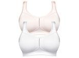 Bügelloser BH SUSA "2er Pack Entlastungs BH Cremona", Damen, Gr. 80, Cup F, bunt (nude weiß), Obermaterial: 76% Polyamid PA. 24% Elasthan EL., BHs