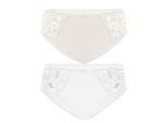Slip SUSA "2er Pack Damen Slip Latina", Damen, Gr. 38, bunt (champagner weiß), Obermaterial: 78% Polyamid PA. 16% Elasthan EL. 6% Baumwolle CO., Unterhosen Slip