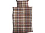 Bettwäsche CASATEX "Silan", braun (braun, rot), B/L: 135cm x 200cm, 1 Stk., 1 Stk., Biber, B/L: 80cm x 80cm, 2 Stk., Biber, Obermaterial: 100% Baumwolle, Bettwäsche, Bettwäsche, zeitloses,rustikales Design, markante Karos, warme Farbtöne