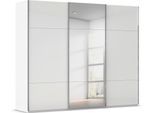 Schwebetürenschrank RAUCH "Kleiderschrank Schrank Garderobe Schlafzimmerschrank CONTIDO", weiß (alpinweiß, glas kristallweiß), B:271cm H:223cm T:68cm, Holzwerkstoff, Schränke, Schwebetürenschrank, aus hochwertigem Material in 6 Breiten 2 Griff-Farben MADE IN GERMANY
