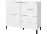 Kommode BORCHARDT MÖBEL "Haama, modern, grifflos, Metallfüße, praktisch, 2 Türen", weiß (weiß, matt), B:93cm H:80cm T:35cm, Holzwerkstoff, Sideboards, Kommode, Push-To-Open, verstellbare Einlegeböden, viel Stauraum, Breite 93cm