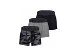 Boxershorts UNDER ARMOUR "Boxershort UA PERFORMANCE TECH - PRINT 3 IN 3PK 3er Pack", Herren, Gr. L, bunt (schwarz, grau), Obermaterial: 90% Polyester Pol. recyc.. 10% Elasthan EL., Unterhosen