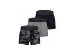 Boxershorts UNDER ARMOUR "Boxershort UA PERFORMANCE TECH - PRINT 3 IN 3PK 3er Pack", Herren, Gr. XXL, bunt (schwarz, grau), Obermaterial: 90% Polyester Pol. recyc.. 10% Elasthan EL., Unterhosen