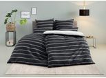 Bettwäsche OTTO HOME "Katja", schwarz (schwarz, weiß), B/L: 135cm x 200cm, 1 Stk., 1 Stk., Linon, B/L: 40cm x 80cm, 2, Linon, Obermaterial: 100% Baumwolle, Bettwäsche, Bettwäsche, Bettwäsche aus Baumwolle, Bettwäsche mit Streifen-Design, Wendeoptik