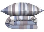 Bettwäsche SCHIESSER "Hoops aus weichem Baumwoll-Satin mit Streifen-Design", grau (blau), B/L: 135cm x 200cm, 1 Stk., 1 Stk., Satin, B/L: 80cm x 80cm, 2 tlg., Satin, Obermaterial: 100% Baumwolle, Bettwäsche, Bettwäsche, Made in Green by Oeko-Tex
