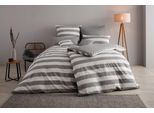 Wendebettwäsche OTTO HOME "Big Stripe", grau (grau, weiß), B/L: 135cm x 200cm, 1 Stk., 1 Stk., Renforcé (Bio-Baumwolle), B/L: 40cm x 80cm, 2 Stk., Renforcé (Bio-Baumwolle), Obermaterial: 100% Baumwolle, Bettwäsche, Wendebettwäsche, 100% GOTS Baumwolle, ab Größe 135x200 cm