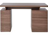 Schreibtisch JAHNKE "CU-LIBRE 140", walnuss, walnuss, walnuss, B:135cm H:76cm T:55cm, Tische, Schreibtisch, platzsparender Arbeitsplatz, 1 Schublade und 2 Türen, 135 cm