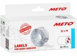 Preisetiketten METO®, für 2-zeilige Preisauszeichner, permanenthaftend, Wellenrand, B 32 x H 19 mm, FSC®-Papier, weiß, 5 Rollen mit 1000 Stück