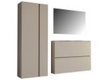 Moderano Garderobe, Taupe, Glas, Holzwerkstoff, 3-teilig, 180x185x33 cm, Garderobe, Garderoben-Sets & Garderoben-Serien, Garderoben-Sets