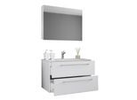 VCM 3-tlg. Waschplatz Waschtisch Waschbecken Unterschrank Breite 80 cm Badmöbel Set hängend mit zwei Schubladen Spiegelschrank Badinos
