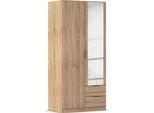 Kleiderschrank RAUCH "Drehtürenschrank Schrank Garderobe Ankleide Schlafzimmer LAGOA", eiche sonoma, B:91cm H:197cm T:54cm, Holzwerkstoff, Schränke, Kleiderschrank, geräumige Schubladen, 3 Breiten, optional mit Aufsatz MADE IN GERMANY