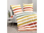 Bettwäsche JANINE "J. D. 87115 03", gelb grün, B/L: 200cm x 200cm, 2 Stk., 2 Stk., Mako-Satin, B/L: 80cm x 80cm & 80cm x 80cm, Mako-Satin, Obermaterial: 100% Baumwolle, Bettwäsche, Bettwäsche, mit Reißverschluss