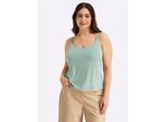 Spaghettitop SHEEGO, Damen, Gr. 48, grün (kalkmint), 70% Modal, 24% Polyester, 6% Elasthan, unifarben, Rundhals, Tops
