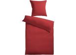Bettwäsche KINZLER "Mikrofaser Fleece", rot (bordeaux), B/L: 135cm x 200cm, 1 Stk., 1 Stk., Fleece, B/L: 80cm x 80cm, 2 Stk., Fleece, Obermaterial: 100% Polyester, Bettwäsche, Bettwäsche, Uni Farben, angenehm warm