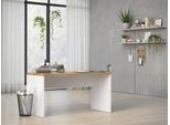 Schreibtisch HOME AFFAIRE "Easy, Computertisch – 38 mm Platte, perfekt fürs Büro & Homeoffice", weiß hochglanz lack, eiche cadiz dekor, weiß hochglanz lack, eiche cadiz dekor, B:138cm H:74cm T:68cm, Tische, Schreibtisch, Breite 138 cm, in 2 Größen, optional erweiterbar