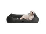 Tierlando VINCENT High-Tech-Velours (Triton) und Cord - Orthopädisches Hundebett schwarz/ graphit 90 cm, 22 cm, 75 cm