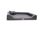 Tierlando MELODY LATEX - Orthopädisches LUXUS-Hundebett mit Anti-Haar Kunstleder schwarz/ graphit 1,2 m, 22 cm, 85 cm
