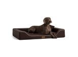 Tierlando ® Orthopädisches LUXUS-Hundebett MELODY LATEX Soft Kunstleder Velours braun 1,2 m, 22 cm, 85 cm