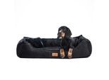 Tierlando FLOYD - Ultraweiches orthopädisches Hundebett High-Tech-Velours und Plüsch VISCO schwarz 80 cm, 22 cm, 60 cm