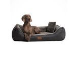 Tierlando FLOYD - Ultraweiches orthopädisches Hundebett High-Tech-Velours und Plüsch VISCO schwarz/ graphit 1,2 m, 25 cm, 85 cm