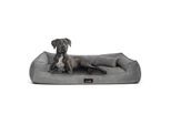Tierlando BRUCE VELOURS - Orthopädisches Hundebett Soft grau/ grau 1,3 m, 25 cm, 1 m