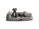 Tierlando ® Orthopädisches Hundebett FRANKLIN Kuscheliger Teddy-Stoff - Hundesofa grau/ grau 1,6 m, 25 cm, 1,1 m