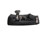 Tierlando ® Orthopädisches Hundebett FRANKLIN Kuscheliger Teddy-Stoff - Hundesofa anthrazit 1,1 m, 22 cm, 90 cm