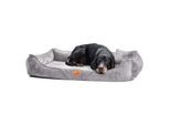Tierlando ® Orthopädisches Hundebett TYSON | Kuschelig flauschiges XXL Hundesofa grau/ grau 1,3 m, 22 cm, 1 m