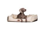 Tierlando ® Orthopädisches Hundebett Maddox Kunstleder Hundesofa Mittelgroß Große Hunde Hundesofa XL XXL creme 1,5 m, 25 cm, 1 m
