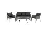 Loungegarnitur Spoga 4-tlg. Grau/Schwarz