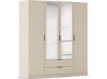 Kleiderschrank RAUCH "Drehtürenschrank Schrank Garderobe Ankleide Schlafzimmer LAGOA", beige (beige (champagner)), B:181cm H:197cm T:54cm, Holzwerkstoff, Schränke, Kleiderschrank, geräumige Schubladen, 3 Breiten, optional mit Aufsatz MADE IN GERMANY