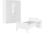 Schlafzimmer-Set RAUCH "Komplettschlafzimmer Schlafzimmer EVELYN", weiß (alpinweiß), Bett 100x200cm + ohne Matratze, B/H: 100cm x 200cm, Bett 100x200cm, Holzwerkstoff, Schlafzimmermöbel-Sets, Schrank und Bett in 2 Breiten, Nachttisch mit Paneel MADE IN GERMANY