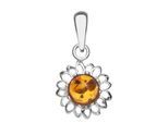 Kettenanhänger OSTSEE-SCHMUCK "- Blüte 12 mm - Silber 925/000 - Bernstein" Gr. 23, silber (silber 925, silberfarben, weiß), Schmuckanhänger, Damen, Silber 925 (Sterlingsilber), Kettenanhänger