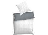 Wendebettwäsche DYCKHOFF "Graphic", grau, B/L: 135cm x 200cm, 1 Stk., 1 Stk., Renforcé, B/L: 80cm x 80cm, 2 Stk., Renforcé, Obermaterial: 100% Baumwolle, Bettwäsche, Wendebettwäsche