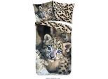 Kinderbettwäsche "Mascha", beige (sand), B/L: 135cm x 200cm, 1 Stk., 1 Stk., Microfaser, B/L: 80cm x 80cm, 2 Stk., Microfaser, Obermaterial: 100% Polyester, PURE LUXURY COLLECTION, Bettwäsche, Mikrofaser, 135x200, Pflegeleicht, Reißverschluss, Wende Kind, Leopard