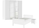 Schlafzimmer-Set RAUCH "Komplettschlafzimmer Schlafzimmer EVELYN", weiß (alpinweiß), Bett 120x200cm + ohne Matratze, B/H: 120cm x 200cm, Bett 120x200cm, Holzwerkstoff, Schlafzimmermöbel-Sets, Schrank und Bett in 2 Breiten, Nachttisch 2 Schubladen MADE IN GERMANY